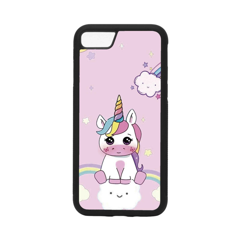 IPHONE 7 IPHONE 8 SE 2020 - CASE GOMA UNICORNIO NEGRO