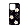 IPHONE 14 PRO MAX - CASE GOMA FLORES BLANCAS NEGRO