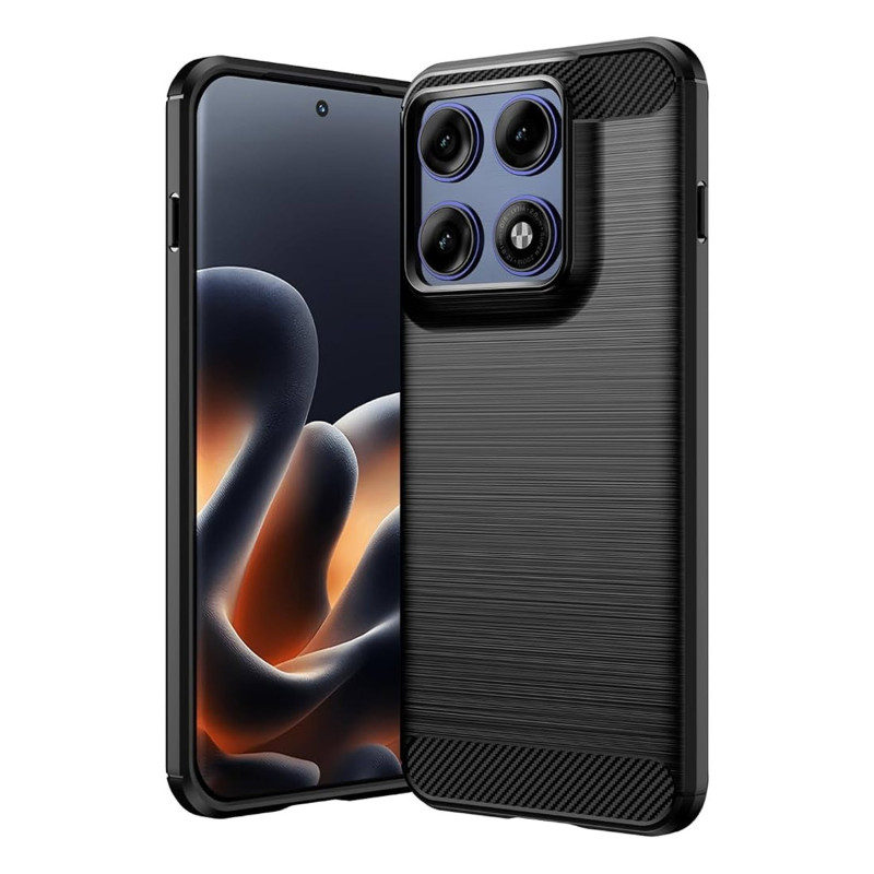 MOTO EDGE 70 PRO - CASE GOMA FIBRA DE CARBONO NEGRO