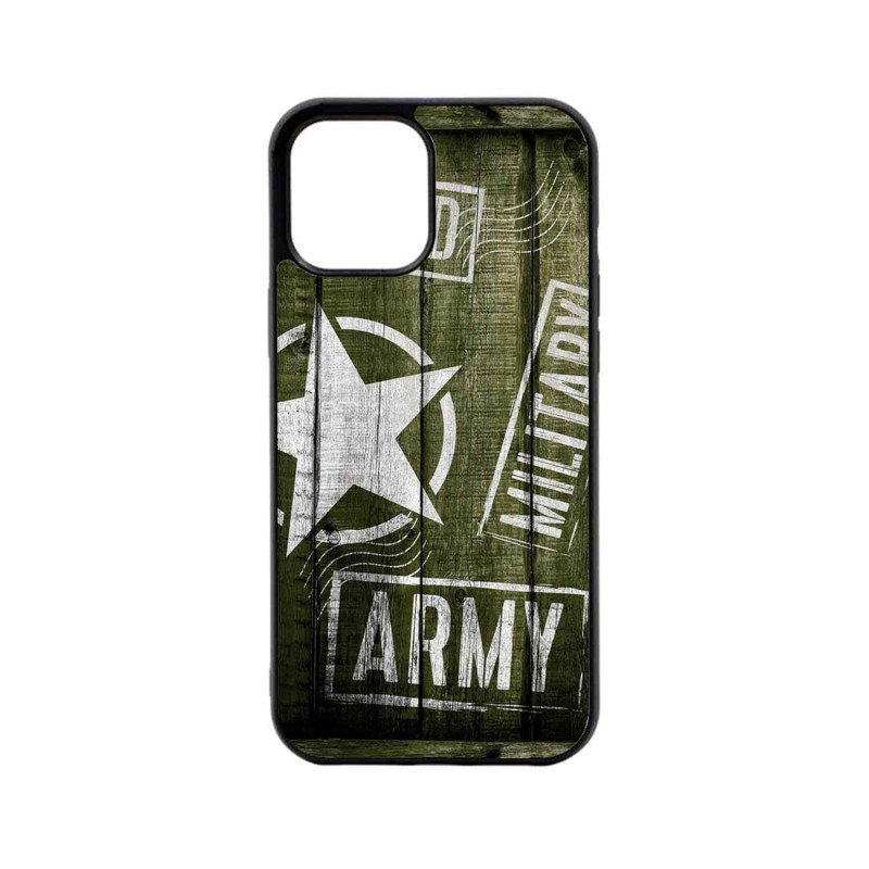 IPHONE 12 MINI - CASE GOMA ARMY STAR NEGRO