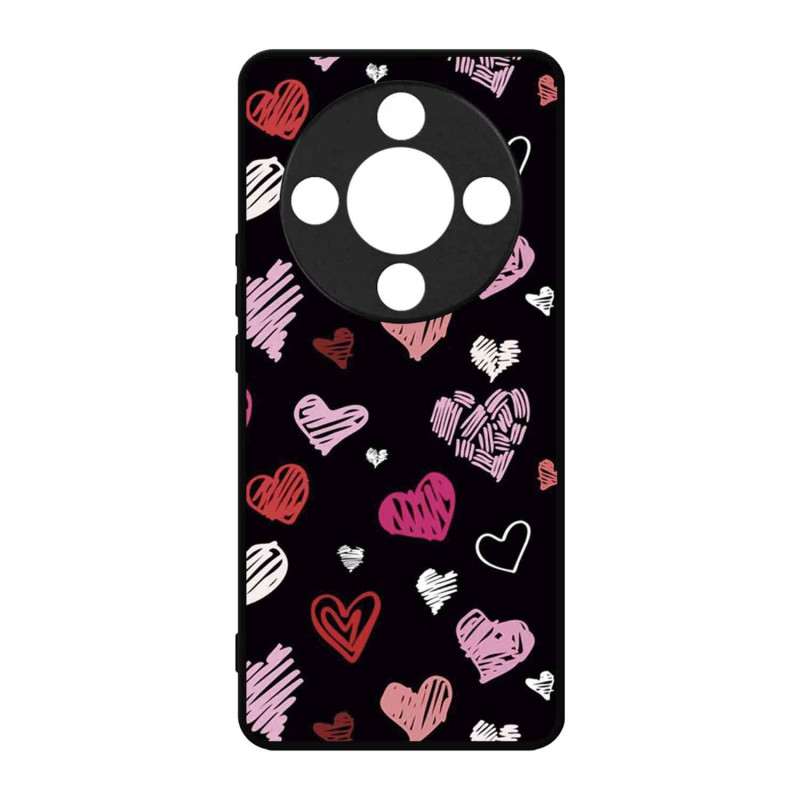 HONOR MAGIC 8 LITE - CASE GOMA CORAZONES NEGRO