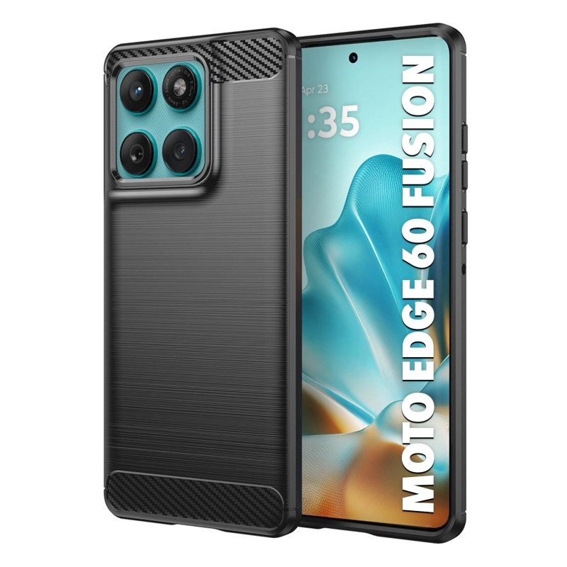 MOTO EDGE 60 FUSION - CASE GOMA FIBRA DE CARBONO NEGRO