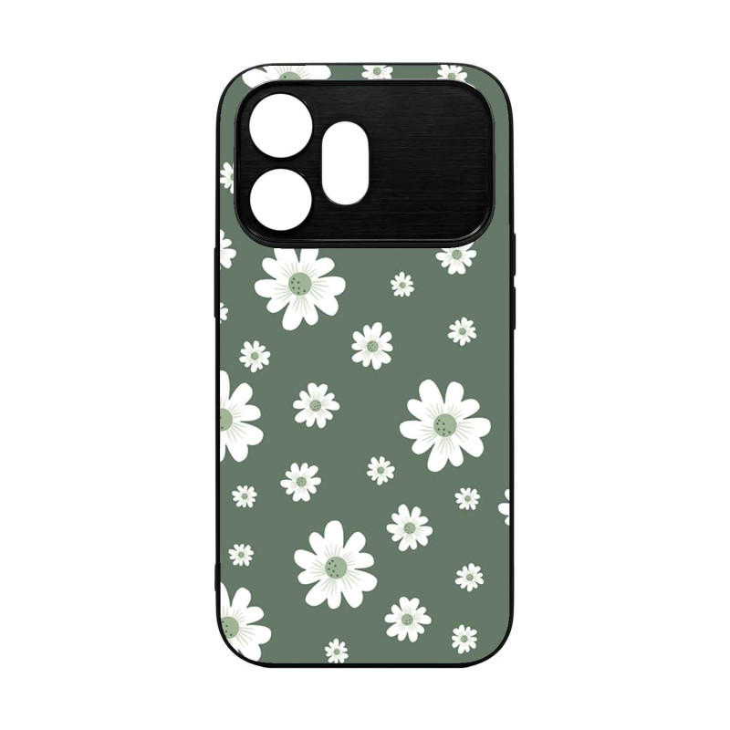 HONOR 600 5G - CASE GOMA FLORES BLANCAS CON VERDE