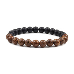 PULSERA ONIX NEGRO MADERA