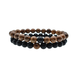 X2 PULSERA ONIX NEGRO MADERA