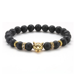 PULSERA PIEDRA LAVA LEOPARDO