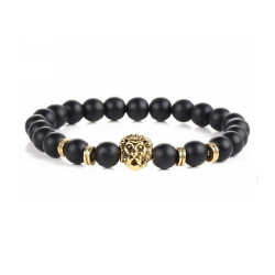 PULSERA ONIX NEGRO LEON DORADO