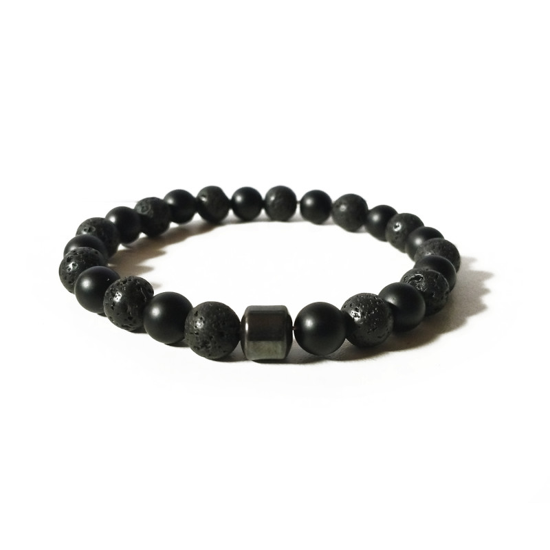 PULSERA ONIX NEGRO PIEDRA LAVA