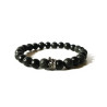 PULSERA PIEDRA LAVA ONIX NEGRO CORONA PLATEADO