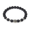 PULSERA PIEDRA LAVA NEGRA BUHO PLATEADO
