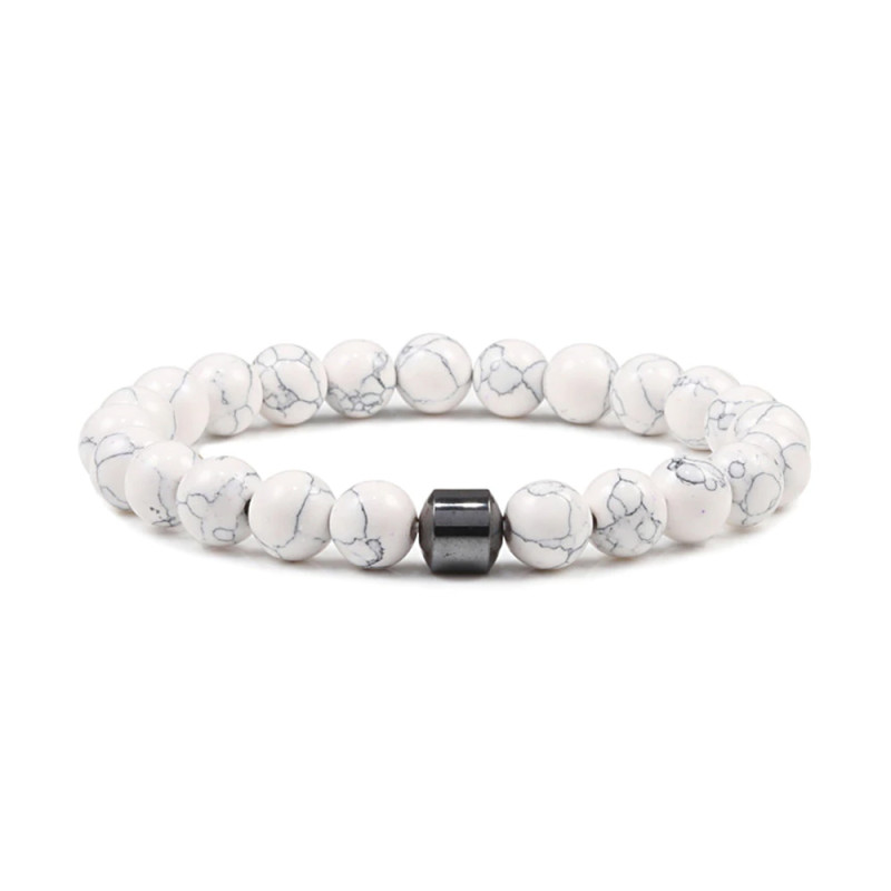 PULSERA HOWLITA BLANCA HEMATITA