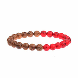 PULSERA MADERA HOWLITA ROJO