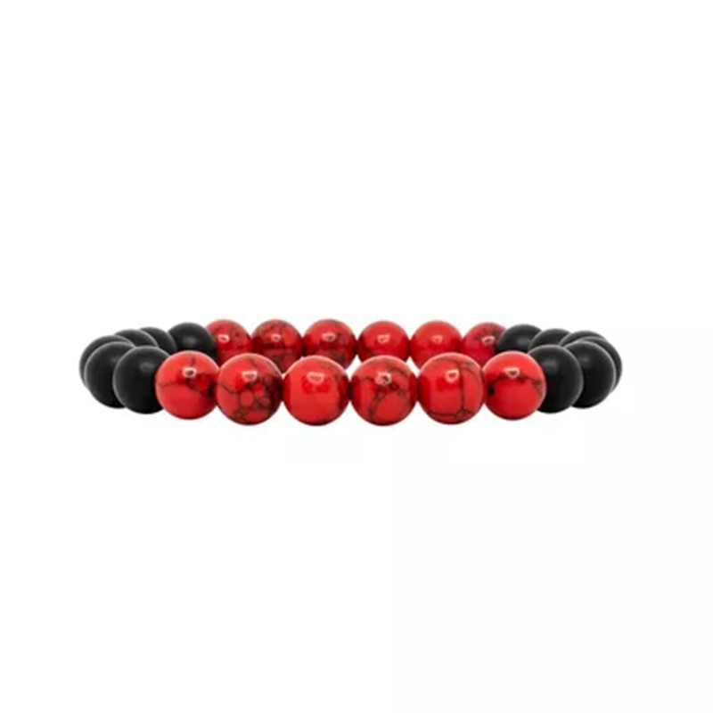 PULSERA HOWLITA ROJA ONIX NEGRO