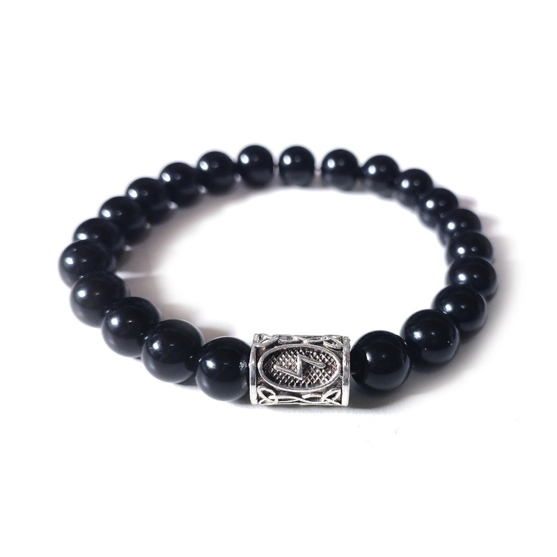 PULSERA RUNA NÓRDICA ONIX NEGRO