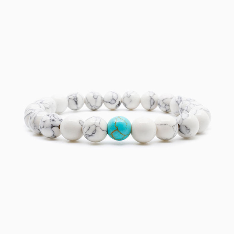 PULSERA HOWLITA BLANCA PIEDRA TURQUESA