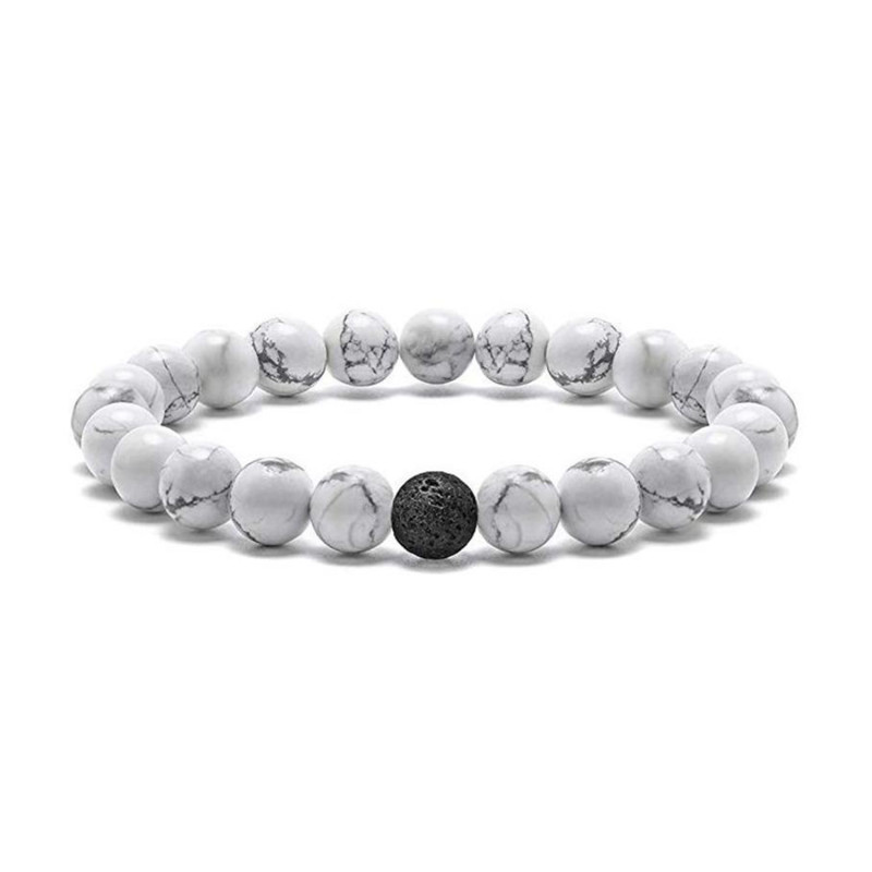 PULSERA HOWLITA BLANCA PIEDRA LAVA