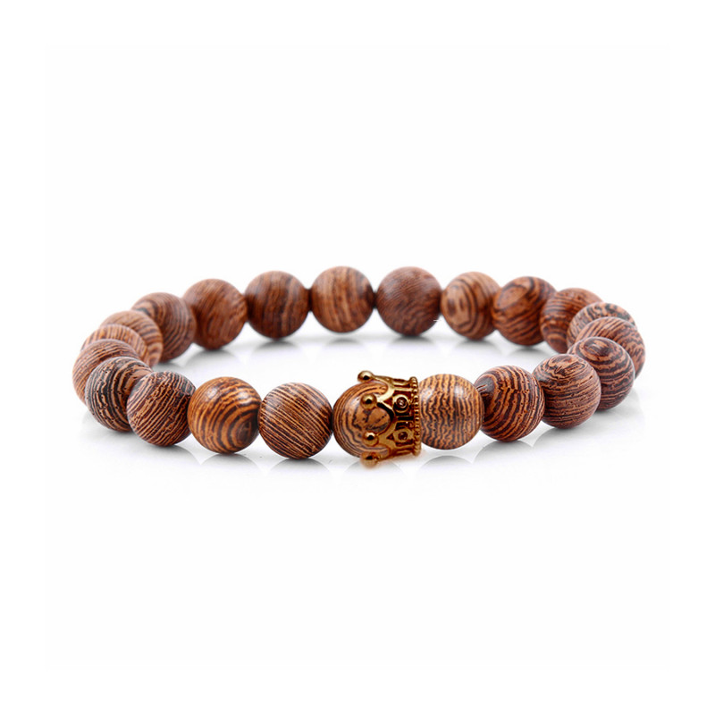 PULSERA MADERA CORONA BRONCE