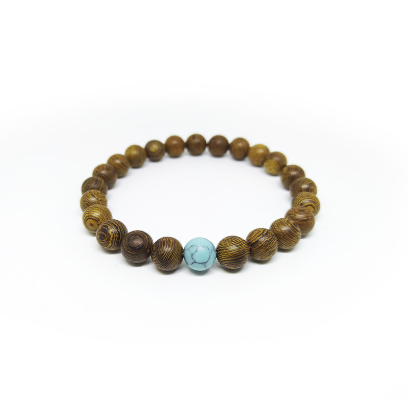 PULSERA MADERA PIEDRA TURQUESA