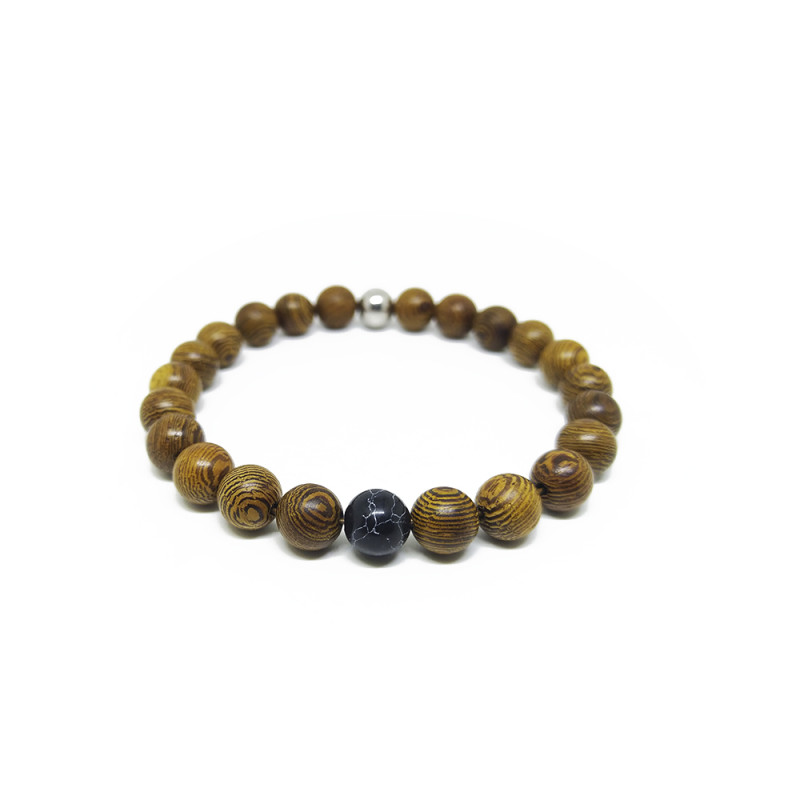 PULSERA MADERA HOWLITA NEGRA
