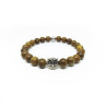 PULSERA MADERA BUHO PLATEADO