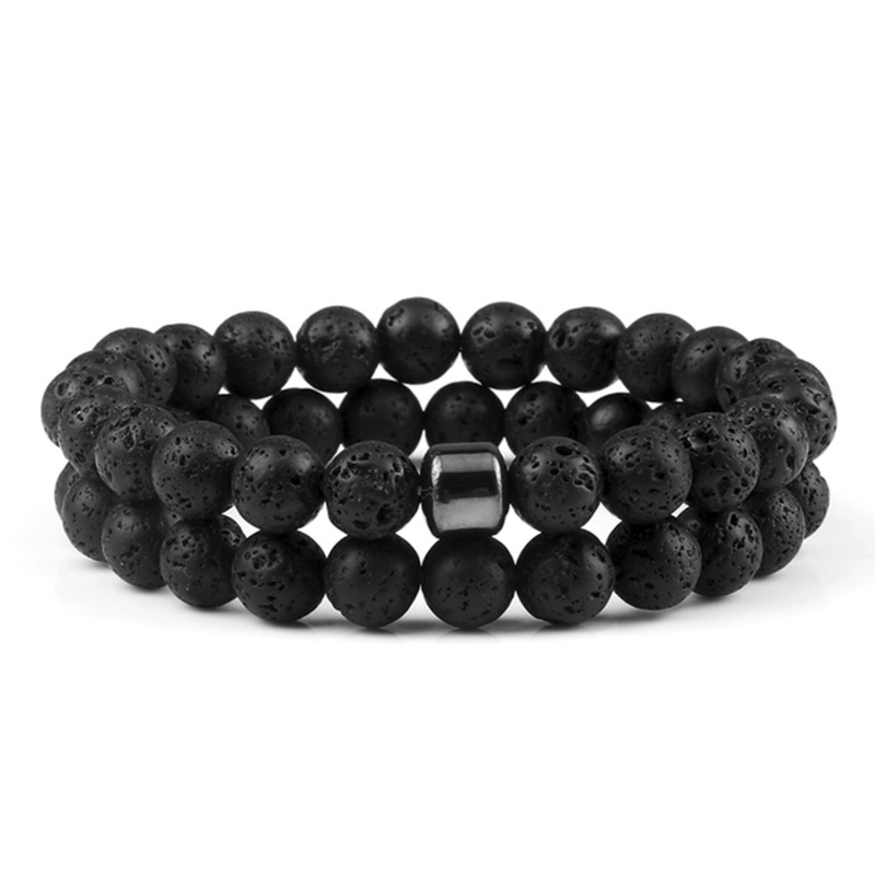 X2 PULSERAS PIEDRA LAVA HEMATITA
