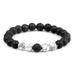 PULSERA PIEDRA LAVA NEGRO...