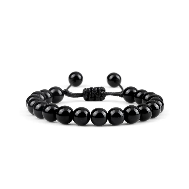 PULSERA CUERDA ONIX NEGRO BRILLOSO