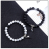 X2 PULSERA CORAZON IMAN ONIX NEGRO HOWLITA BLANCA