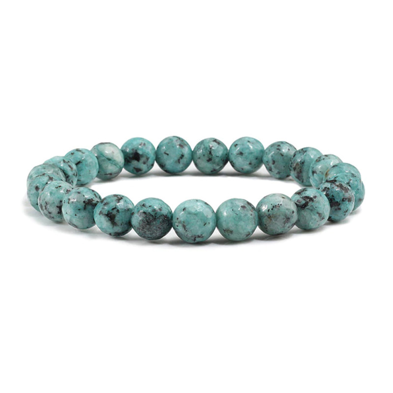PULSERA STONE BEAD DOTS - VERDE NEGRO