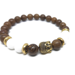 PULSERA BUDHA MADERA ONIX BLANCO