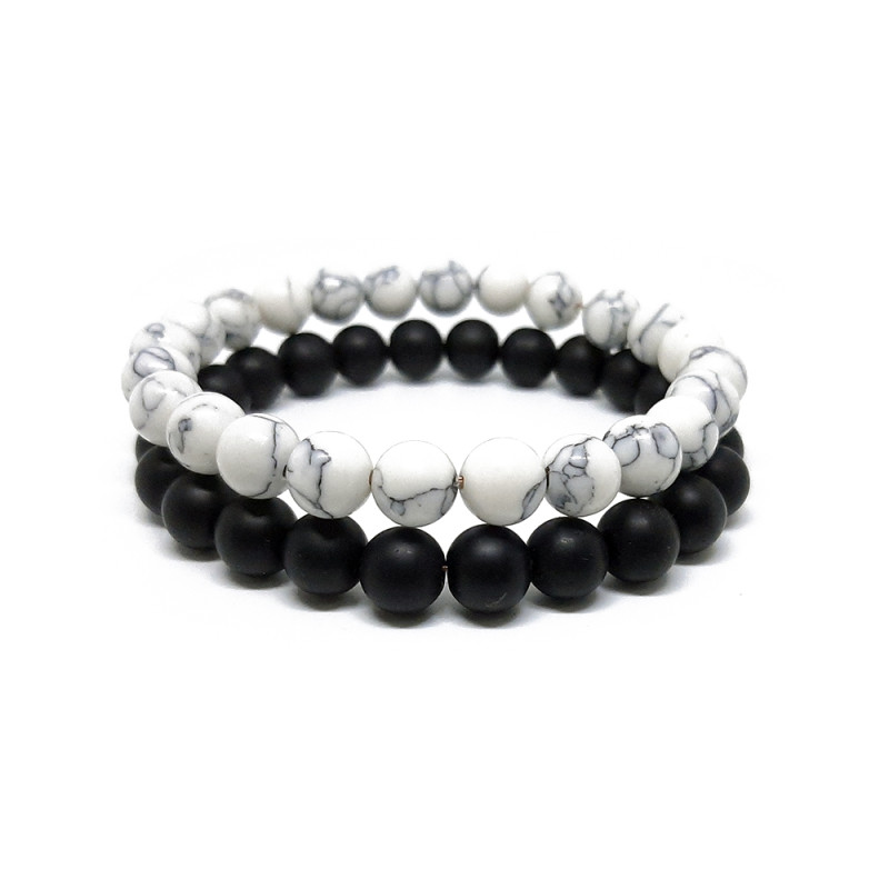 X2 PULSERAS HOWLITA BLANCA ONIX NEGRO