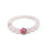 PULSERA CUARZO ROSA CORONA PLATEADA