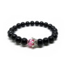 PULSERA ONIX NEGRO ROSA CORONA PLATA