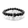 X2 PULSERAS PIEDRA LAVA HOWLITA BLANCA CORONA PLATA