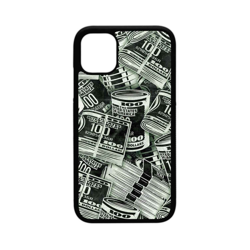 IPHONE 11 PRO MAX - CASE GOMA BILLETES NEGRO