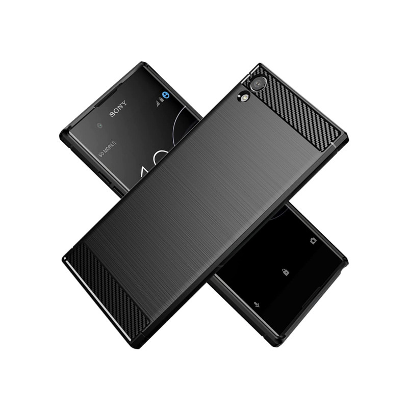 SONY XPERIA XA1 - CASE GOMA FIBRA DE CARBONO NEGRO