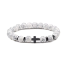 PULSERA HOWLITA BLANCA CRUZ HEMATITA