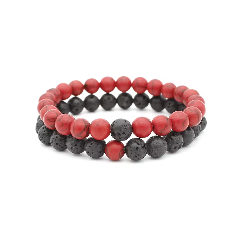 X2 PULSERAS HOWLITA ROJO PIEDRA LAVA