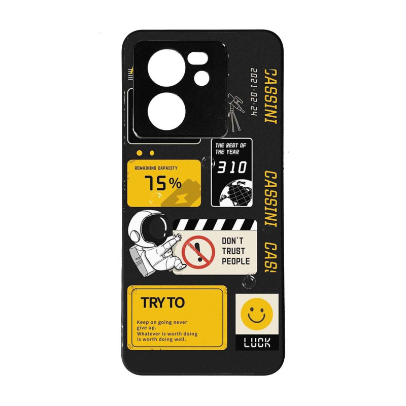 XIAOMI 13T - CASE GOMA ETIQUETAS NEGRO