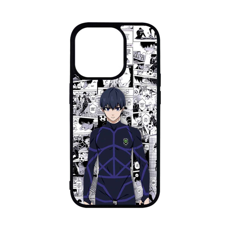 IPHONE 15 PRO - CASE GOMA BLUE LOCK ANIME NEGRO