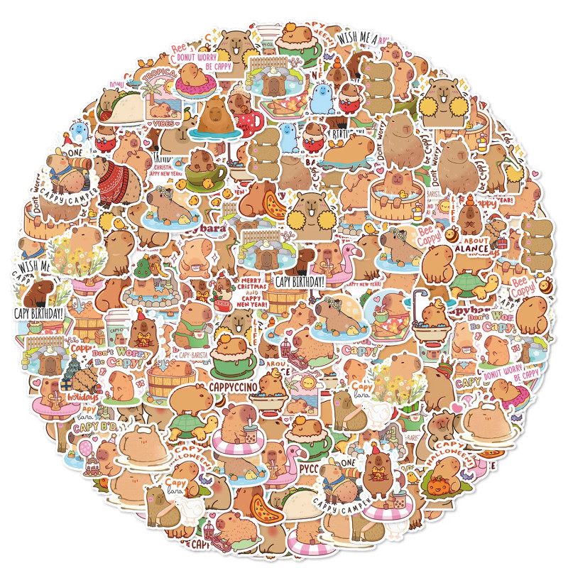 PACK 50 STICKERS VINILO CAPIBARA