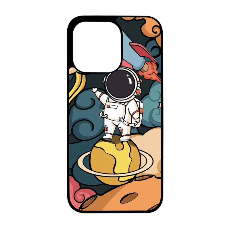 IPHONE 13 PRO - CASE GOMA ASTRONAUTA ROCKET NEGRO